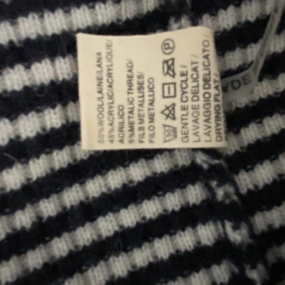 SUNCOO PARIS WOOL OPEN FRONT SWEATER Cardigan Navy Metallic Striped Medium - Picture 10 of 12